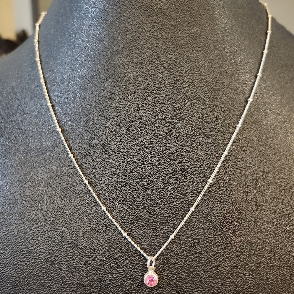 925 Sterling Silver necklace with pink pendant